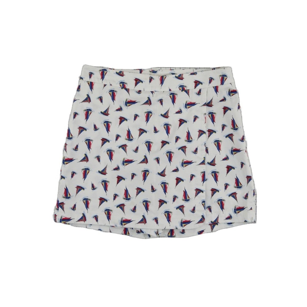 Talbots Skort Women's Size 6 White Sailboat Nautical Cotton Blend Mini Skirt